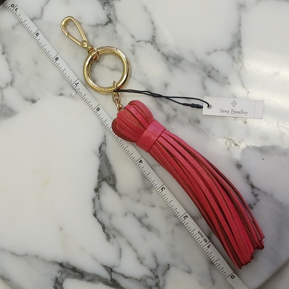 Vera Bradley Loop Keychain Sunset Canyon Tassel Bag Charm Genuine Leather NWT - Picture 3 of 17
